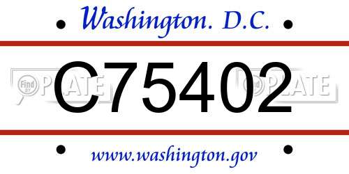 C75402 District Of Columbia License Plate