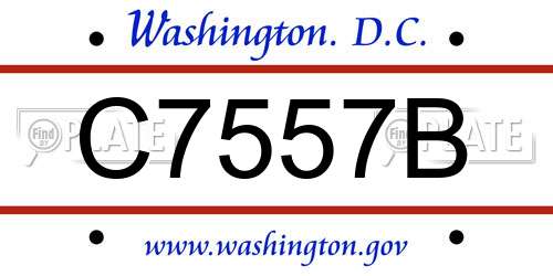 C7557B District Of Columbia License Plate