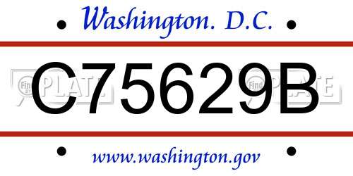 C75629B District Of Columbia License Plate