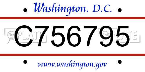 C756795 District Of Columbia License Plate
