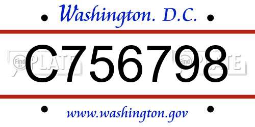 C756798 District Of Columbia License Plate