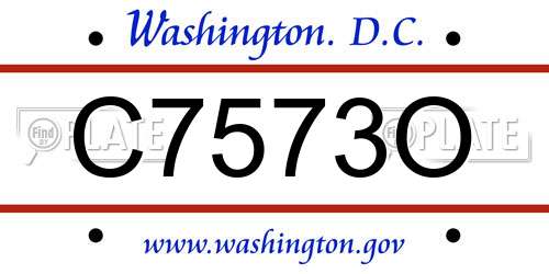 C7573O District Of Columbia License Plate