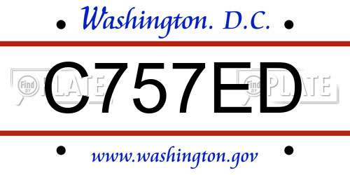 C757ED District Of Columbia License Plate