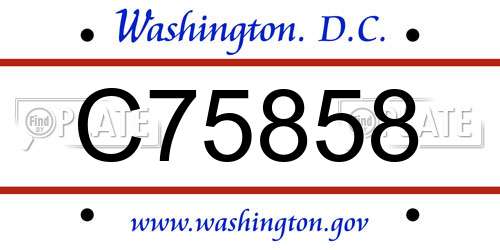 C75858 District Of Columbia License Plate