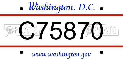 C75870 District Of Columbia License Plate