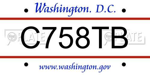 C758TB District Of Columbia License Plate