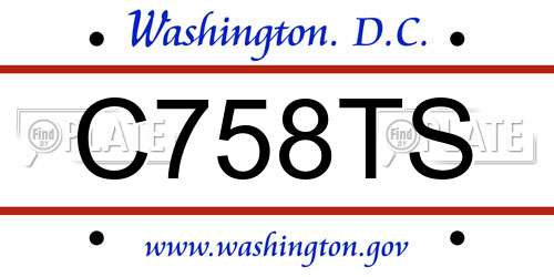C758TS District Of Columbia License Plate