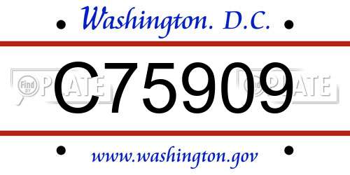 C75909 District Of Columbia License Plate