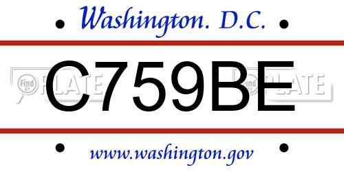 C759BE District Of Columbia License Plate