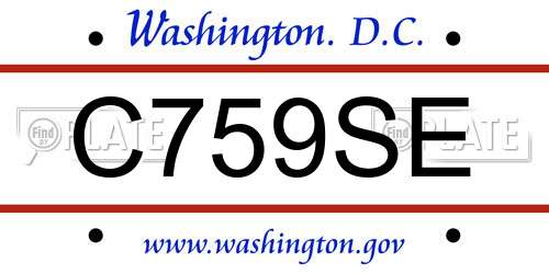 C759SE District Of Columbia License Plate