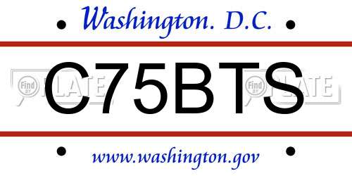 C75BTS District Of Columbia License Plate