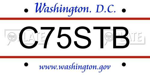 C75STB District Of Columbia License Plate
