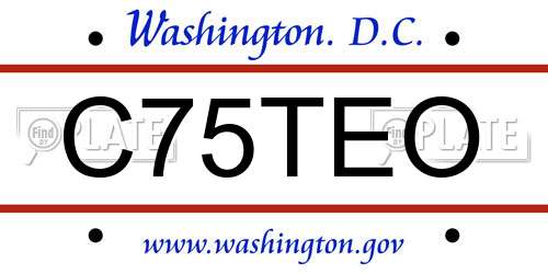C75TEO District Of Columbia License Plate