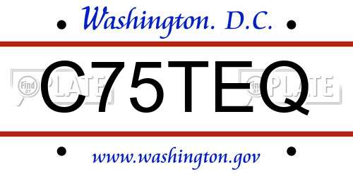C75TEQ District Of Columbia License Plate