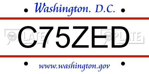 C75ZED District Of Columbia License Plate
