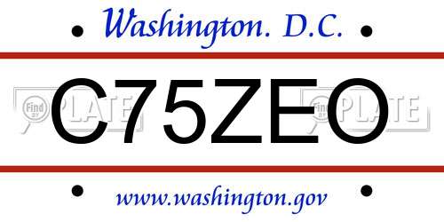 C75ZEO District Of Columbia License Plate
