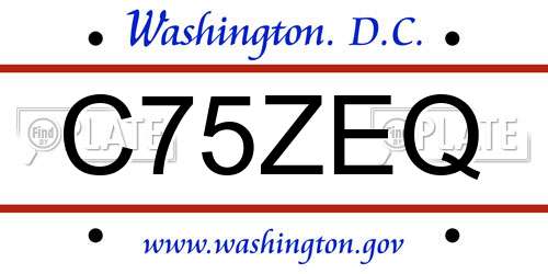 C75ZEQ District Of Columbia License Plate