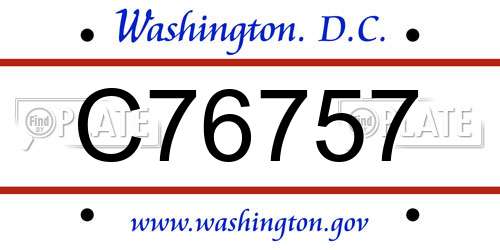 C76757 District Of Columbia License Plate