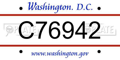C76942 District Of Columbia License Plate