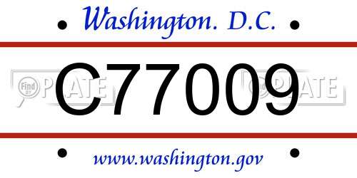 C77009 District Of Columbia License Plate