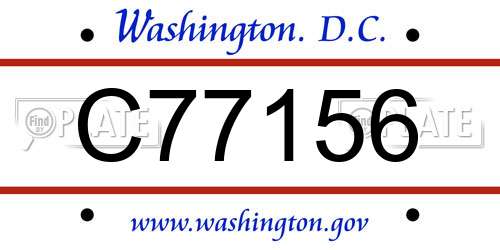 C77156 District Of Columbia License Plate
