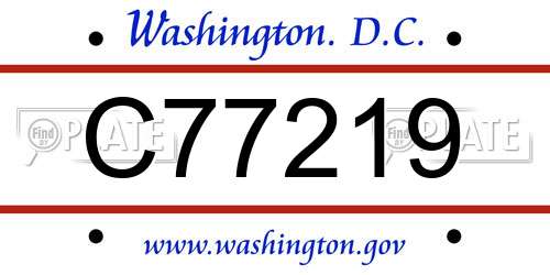 C77219 District Of Columbia License Plate