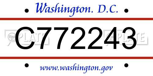 C772243 District Of Columbia License Plate