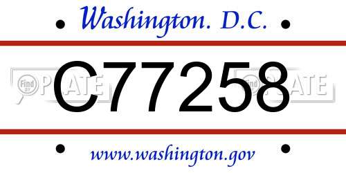 C77258 District Of Columbia License Plate