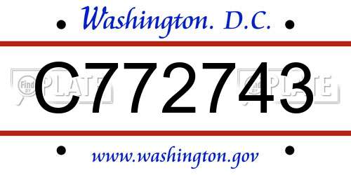 C772743 District Of Columbia License Plate