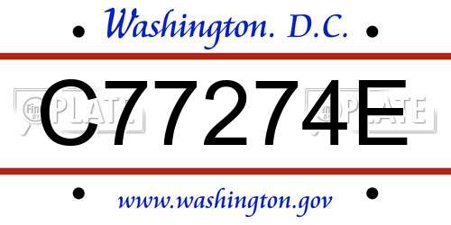 C77274E District Of Columbia License Plate