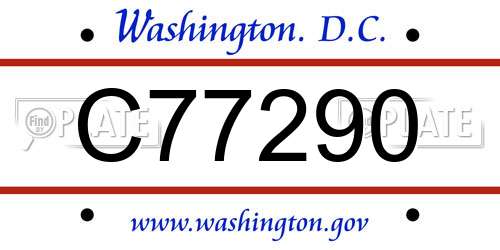 C77290 District Of Columbia License Plate