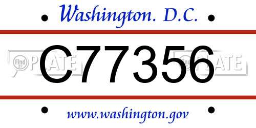 C77356 District Of Columbia License Plate