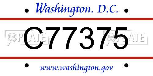 C77375 District Of Columbia License Plate
