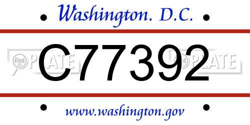 C77392 District Of Columbia License Plate