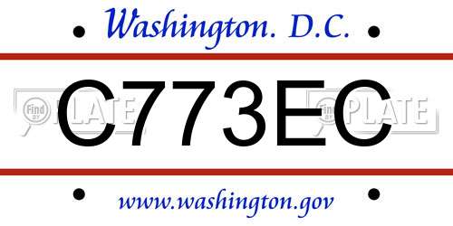 C773EC District Of Columbia License Plate