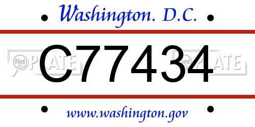 C77434 District Of Columbia License Plate
