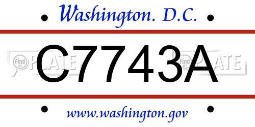 C7743A District Of Columbia License Plate