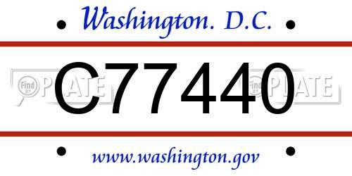 C77440 District Of Columbia License Plate