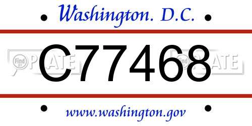 C77468 District Of Columbia License Plate