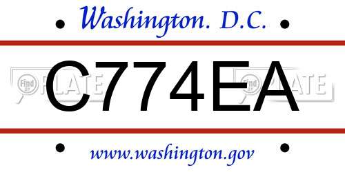 C774EA District Of Columbia License Plate