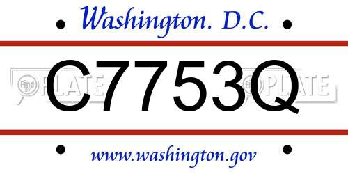 C7753Q District Of Columbia License Plate