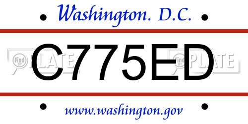 C775ED District Of Columbia License Plate