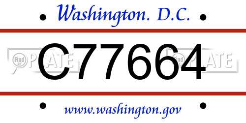C77664 District Of Columbia License Plate