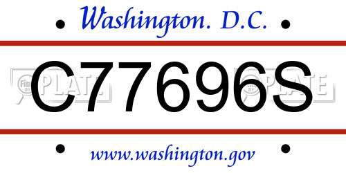 C77696S District Of Columbia License Plate
