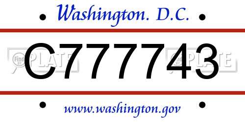 C777743 District Of Columbia License Plate