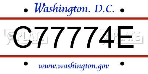 C77774E District Of Columbia License Plate