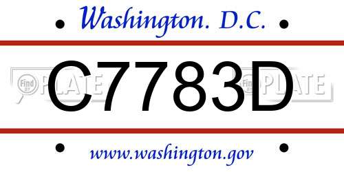 C7783D District Of Columbia License Plate