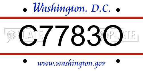 C7783O District Of Columbia License Plate