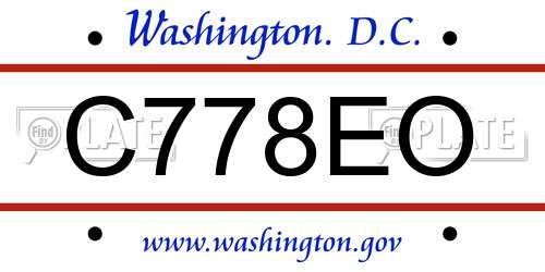 C778EO District Of Columbia License Plate