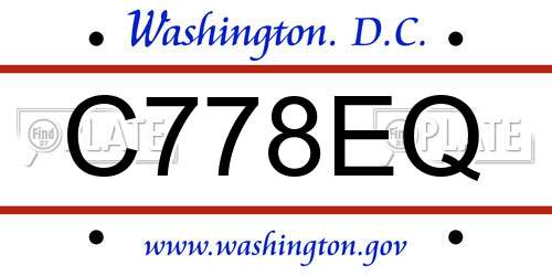 C778EQ District Of Columbia License Plate